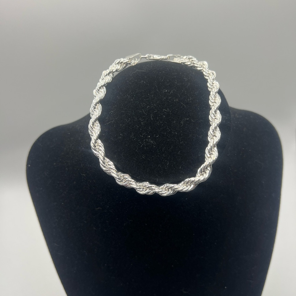Silver filled Rope Chain Bracelet - Picture 5 of 6